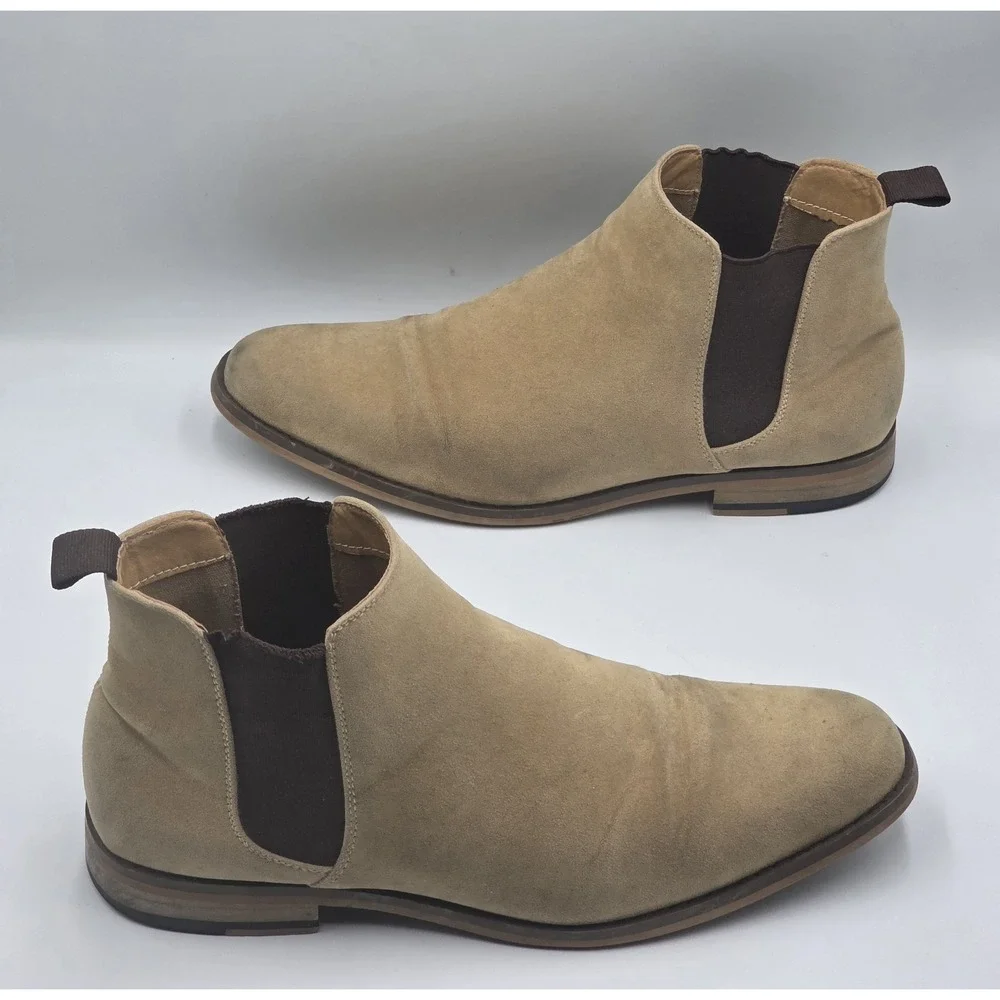 Harrison Myles Beige Mens Classic Scott Chelsea Boots Shoes Size 11 B-1852 Suede